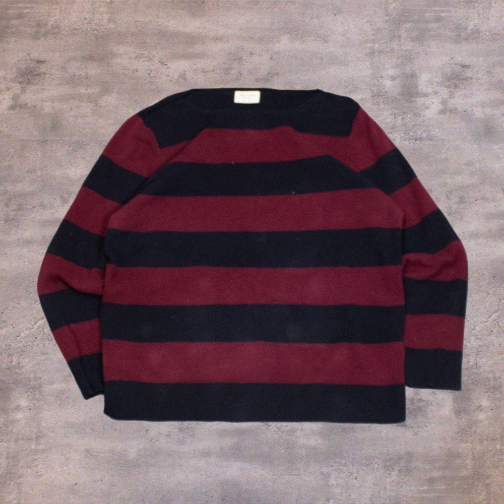 Vintage VTG Y2K 2000's Blue & Grey Thick Stripped Stripped Knitted Sweater